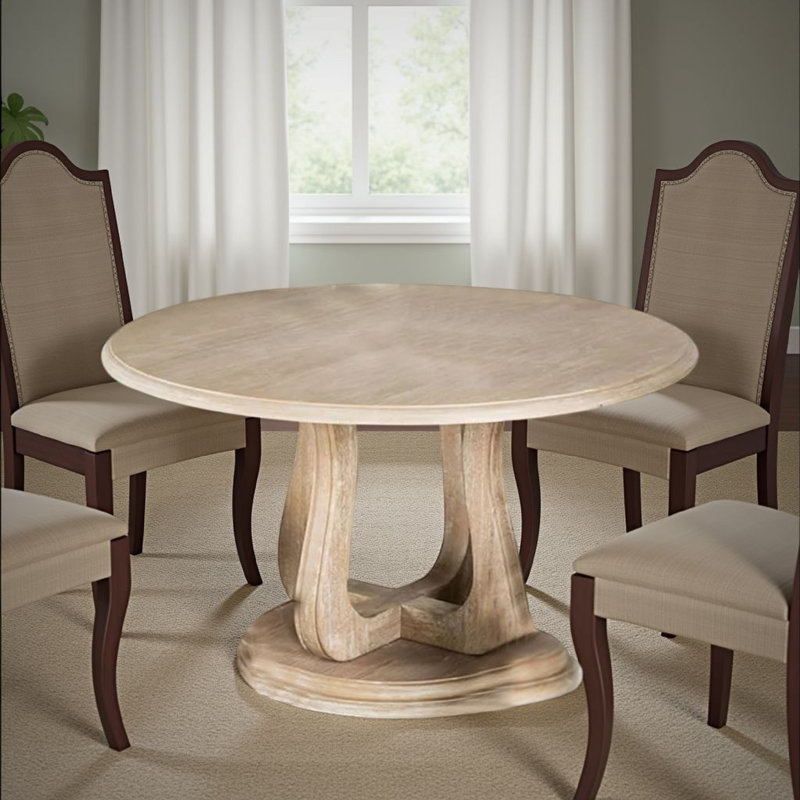 Table de salle à manger ronde Ellon, bois naturel 54 po, base tulipe, H 30 po x L 54 po x l 54 po