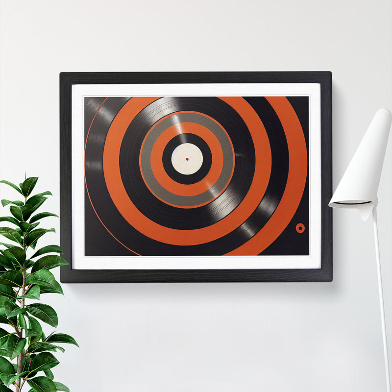 Vintage Vinyl Record Art Vol.2 Abstract - Single Picture Frame Painting, Black, 46cm H x 64cm W x 2cm D