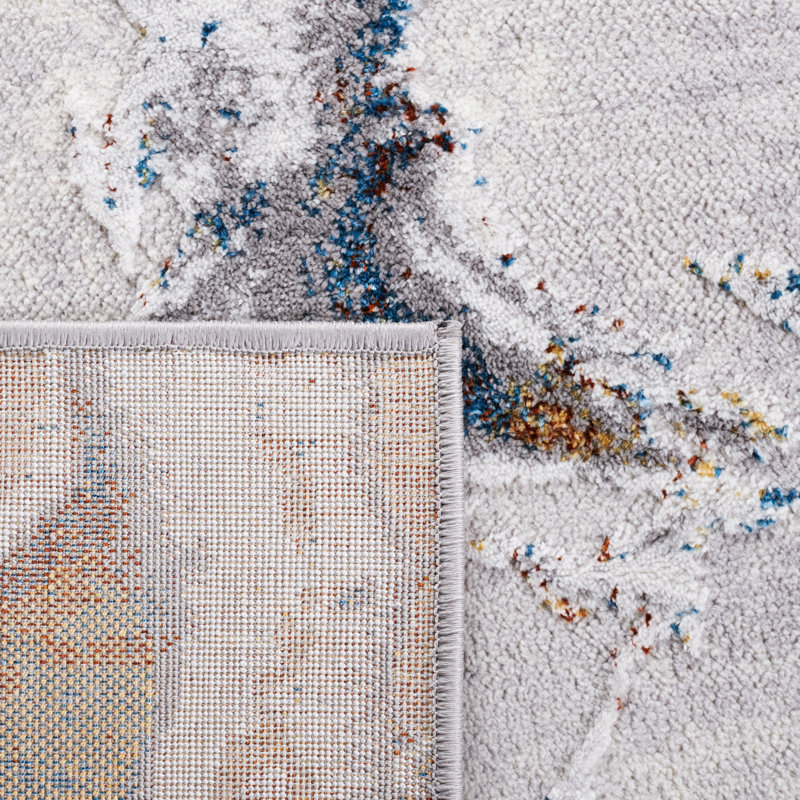 Alohi 293 Area Rug In Gray/ Blue Gold, Round 6'7"
