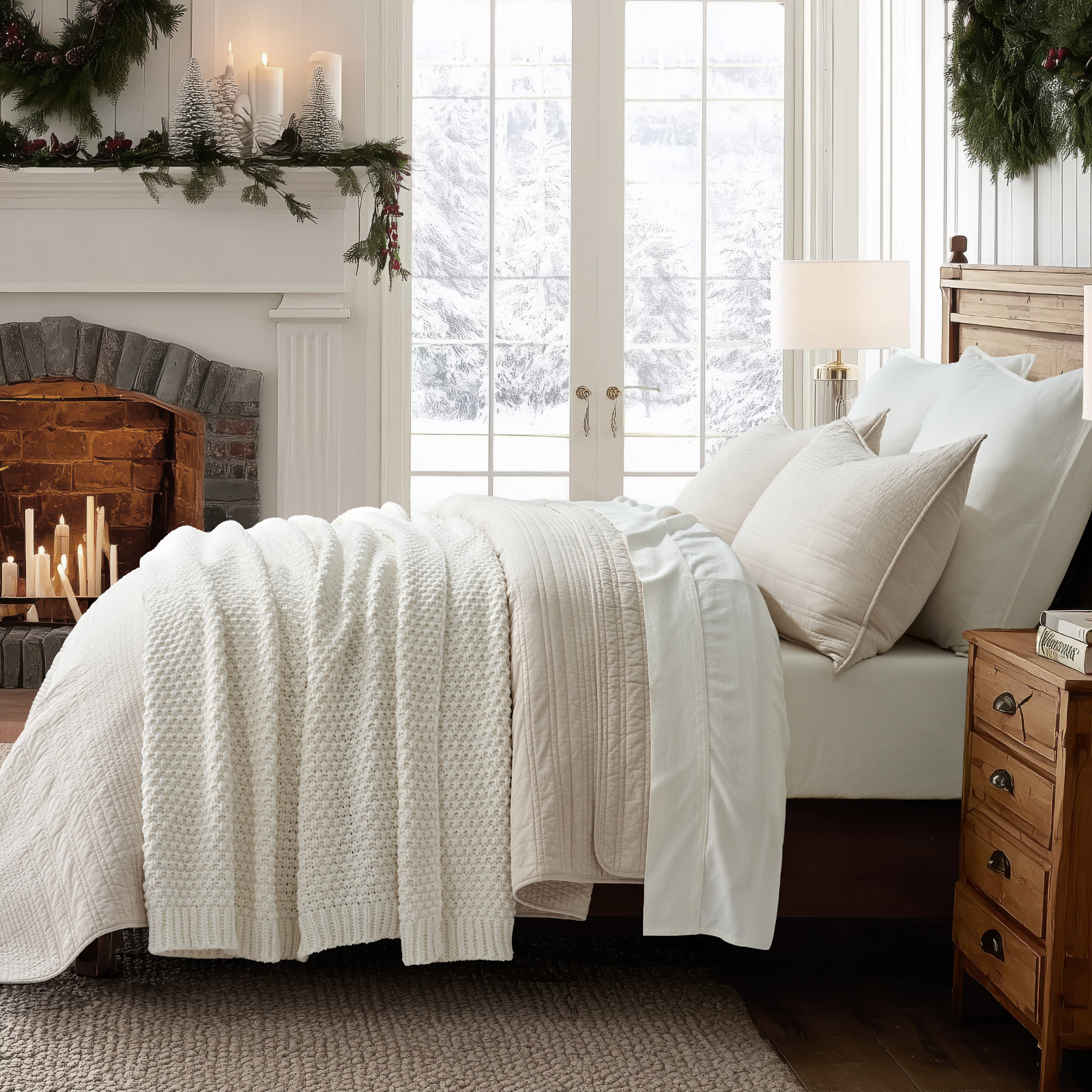 Chunky Chenille Weighted Throw Blanket, 80" L x 60" W, Bright White