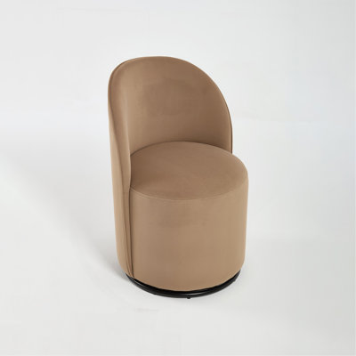 Set Of 1 Upholstered Kitchen & Dining Room Barrel Chair, Mid Century Modern Round Velvet Dining Chair, 360 Degree Comfy Armless Accent Makeup Vanity S by Latitude Run
