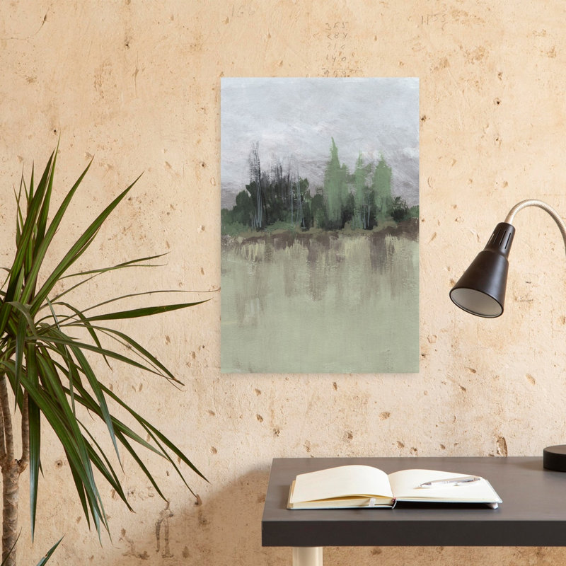 Art contemporain contemporain, paysage de forêt abstrait, H 24 po x l 16 po
