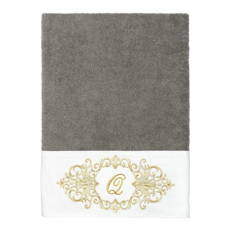 Winston Porter 100% Turkish Cotton MONICA 2PC Embellished Bath Towel Set, Q
