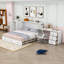 Grand lit escamotable polyvalent en bois avec port USB, tiroir de rangement et garde-robe-1624223005