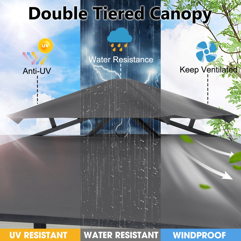 ABCCANOPY L 6,8 pi. Pavillon de jardin avec 2 chaises pliantes