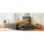 Lit plateforme tapissier simple avec lit gigogne et 3 tiroirs, tissu en lin-1917449989