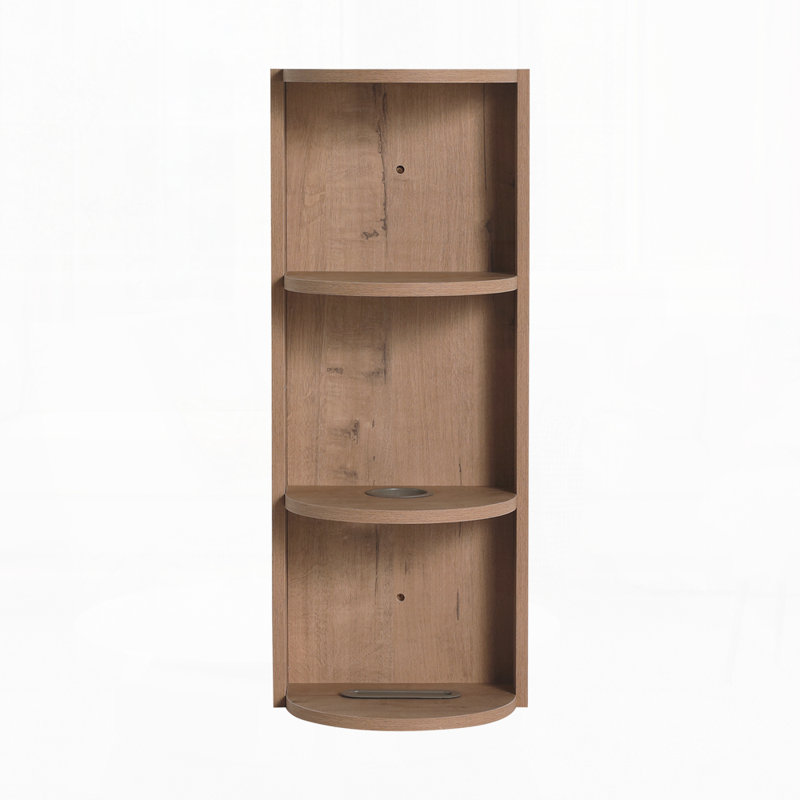 12" Bathroom Wall-Mounted Storage Rack, Float Mounting Design, Imitative Oak