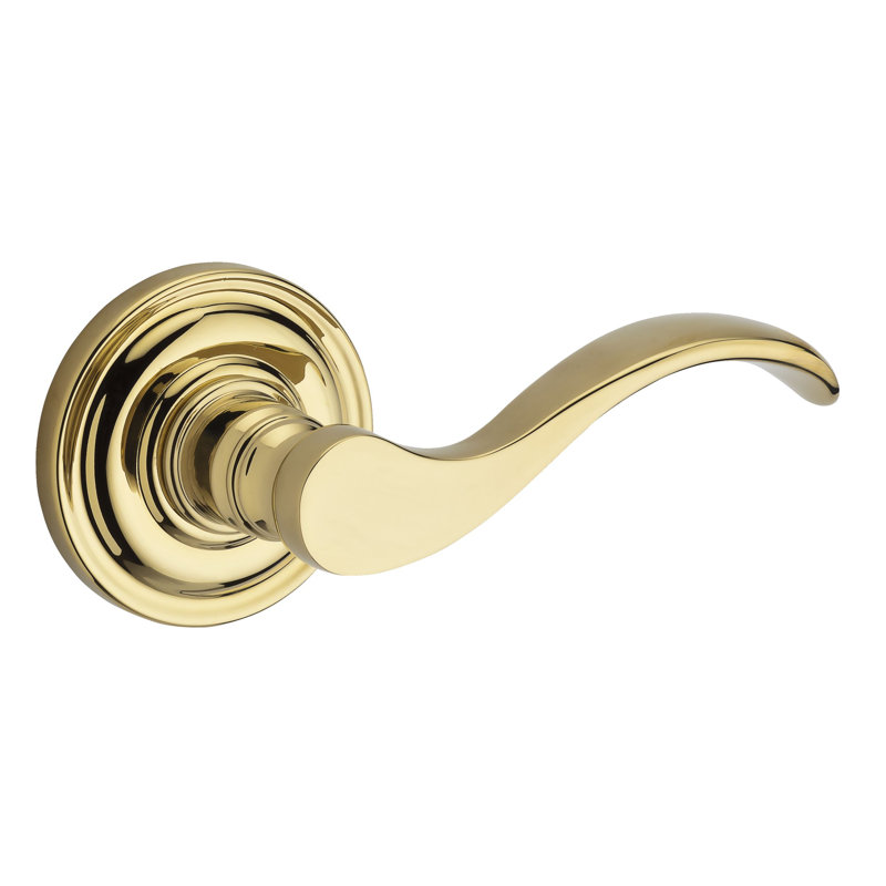Curve Door Lever, Polished Brass