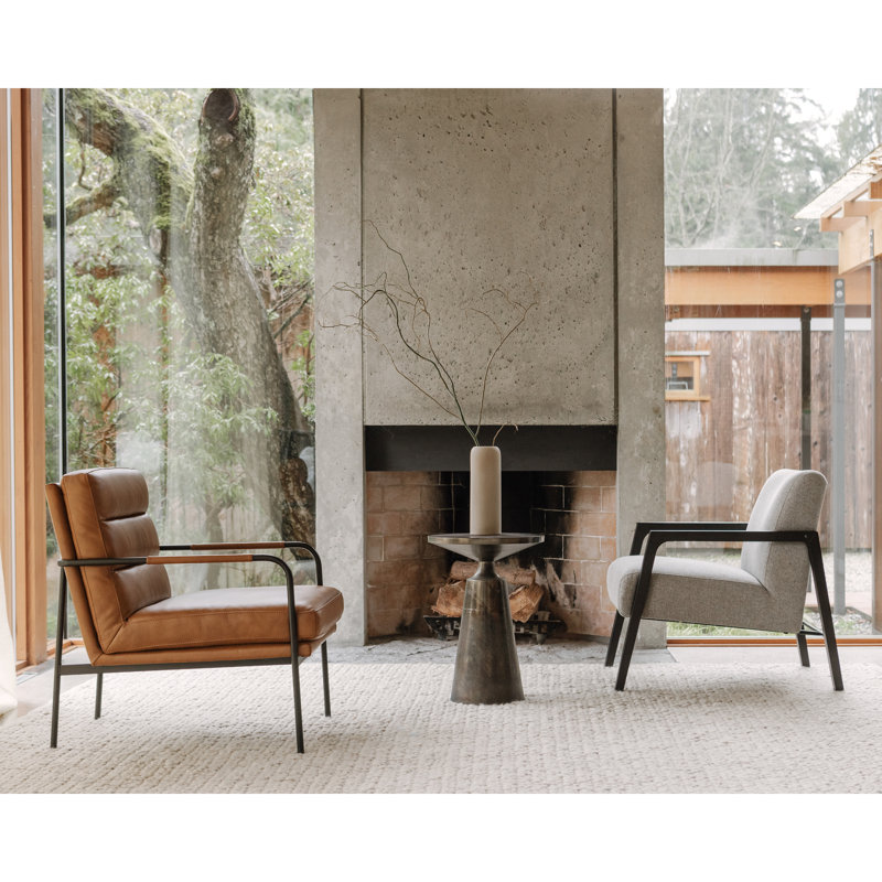 Fauteuil en cuir fleur K 23,5 po Keeley, Cuir grainé brun