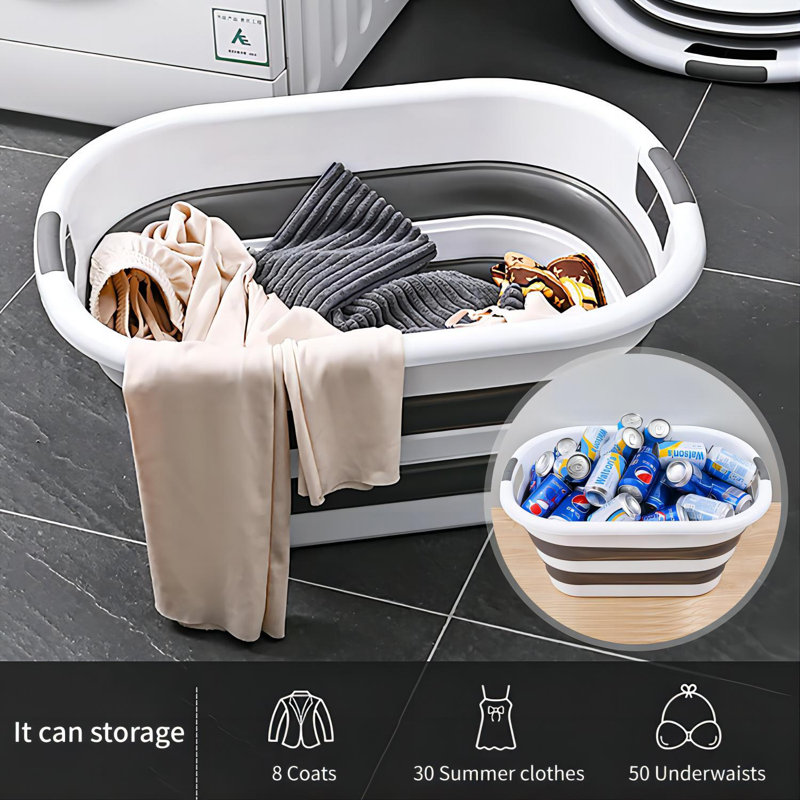 Panier à linge avec poignées Georgina, Petit (H 14,96 po x l 20,8 po x P 9,05 po)