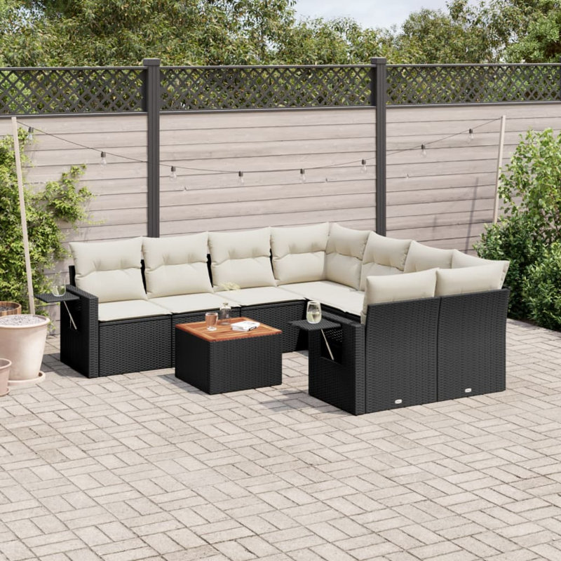 Ensemble de canapé de jardin Vidaxl noir et crème
