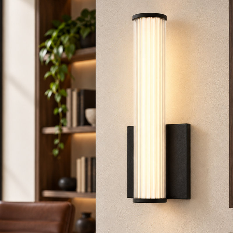 Applique murale moderne 11,8 po à DEL avec abat-jour en acrylique givré, lumière de meuble-lavabo noire à intensité variable de 7 W, applique murale pour la salle de bain, le couloir et la chambre à coucher