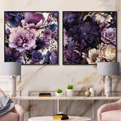 Thame - Ensemble de 2 collages floraux carrés