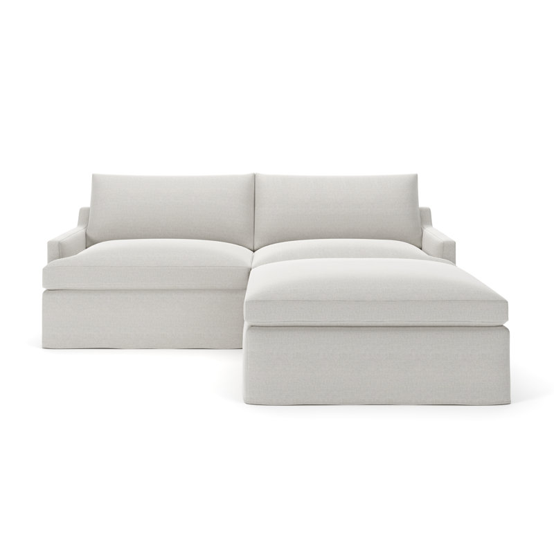 Wrenley 3-Piece Slipcovered Modular Sectional, Drusky Ivory Sustain® Basketweave