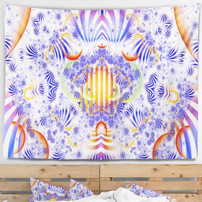 Tapisserie bleu pour motif de fée abstrait, H 32 po x l 39 po