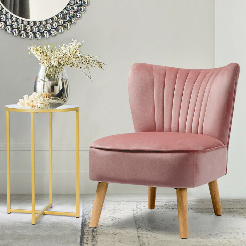 Tintah Velvet Slipper Chair, Pink