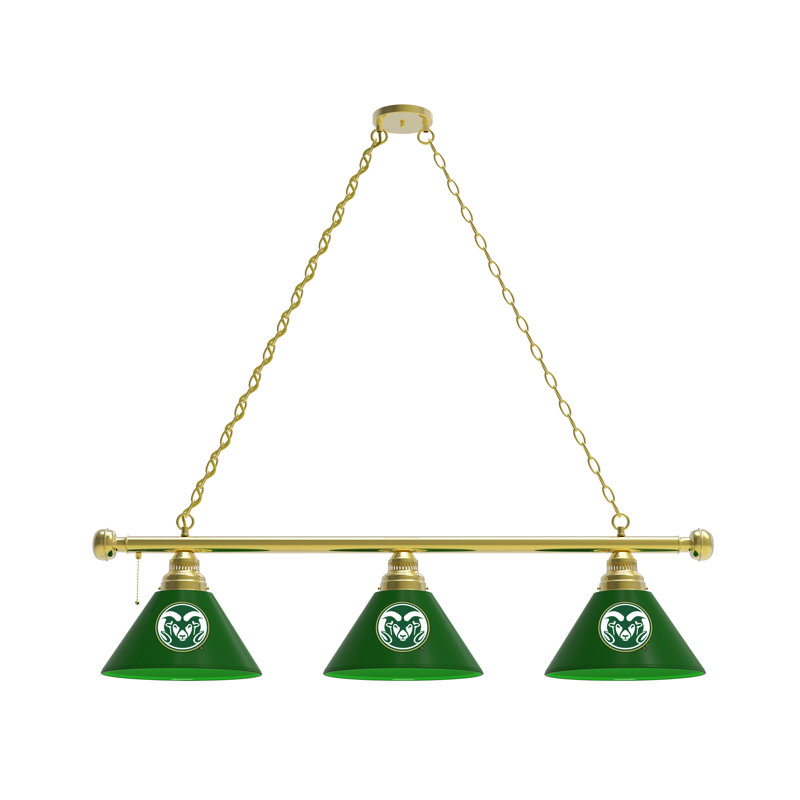 3 - Light Pool Table Lights Pendant, Brass, Colorado State Rams