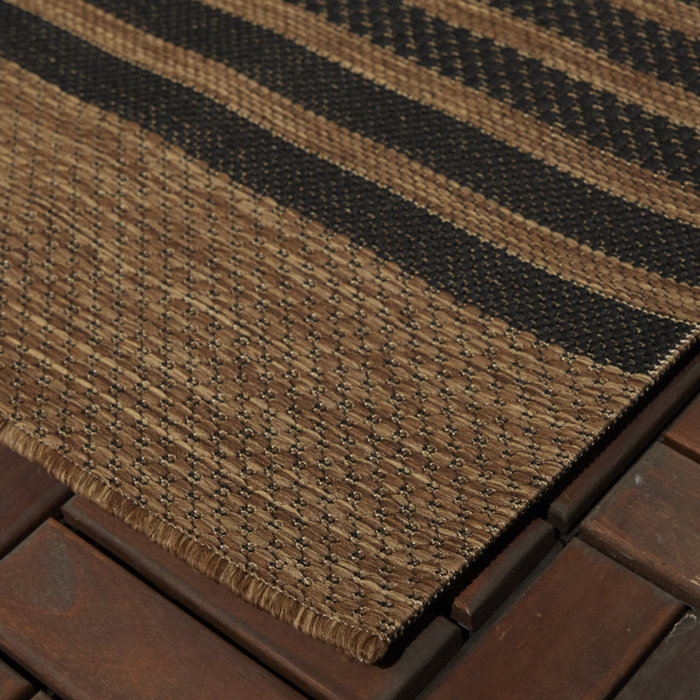 AllModern Sophia Flatweave Black/Brown Indoor/Outdoor Rug & Reviews ...