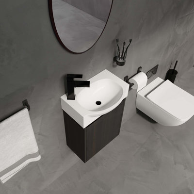 Ensemble de meuble-lavabo de salle de bain 16 po pour petit espace, petit meuble-lavabo moderne avec lavabo en céramique