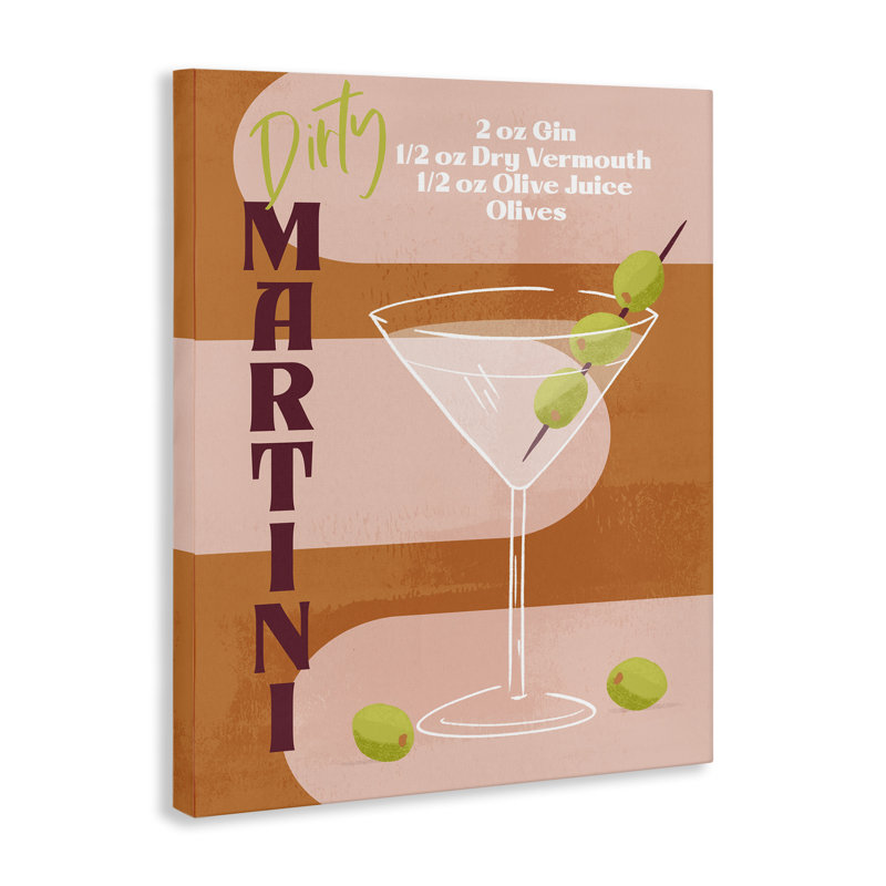  Art mural rétro sur toile, "Dirty Martini Recipe" par Deane Beesley, H 20 po x l 16 po