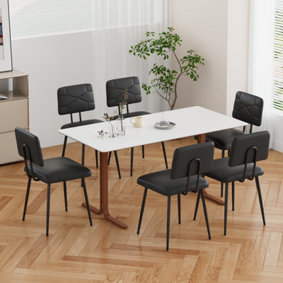 Chaises de salle à manger modernes en similicuir, chaises de cuisine et de salle à manger rembourrées avec siège rembourré et pieds en métal, chaises d'appoint contemporaines pour salle à manger, salon, meuble-lavabo