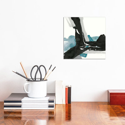 Black And Teal III by Chris Paschke - Wrapped Canvas Painting
