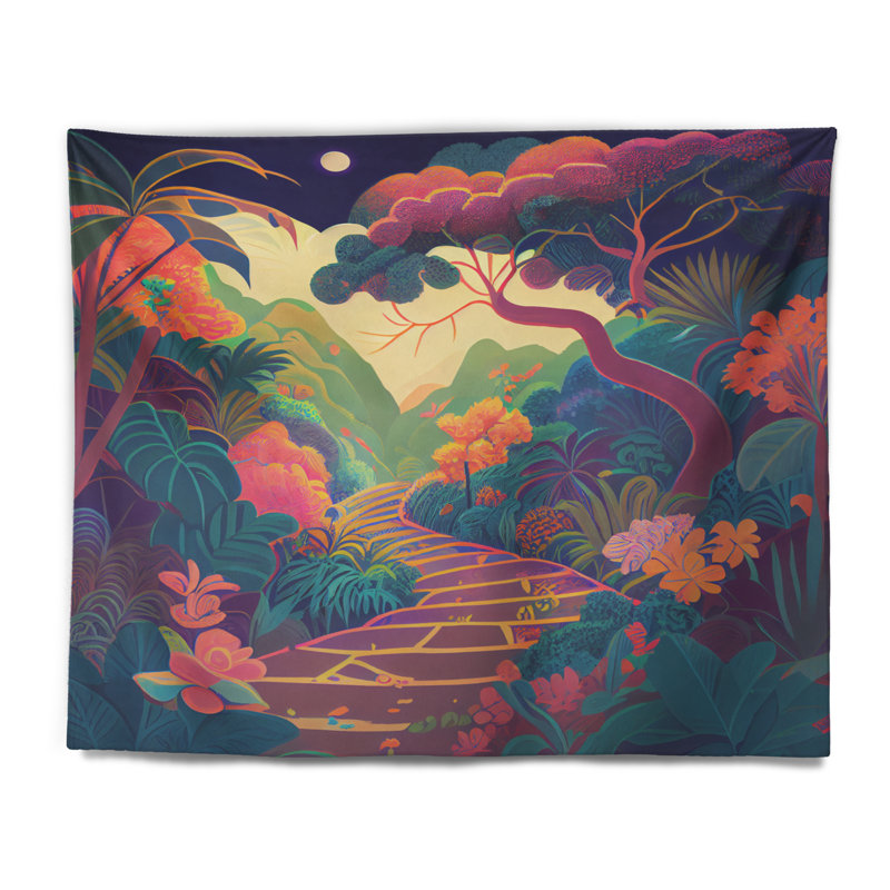 Tapisserie en polyester dans les montagnes colorées I, H 32 po x l 39 po