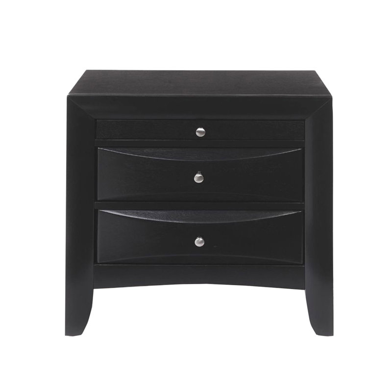 Table de chevet noire en bois avec 2 tiroirs et 1 plateau pour chambre à coucher au look contemporain