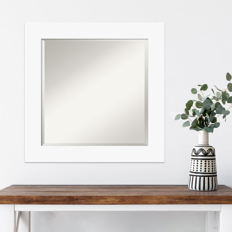 Miroir mural en bois Jimaya, Blanc, Carré, H 25,5 po x l 25,5 po