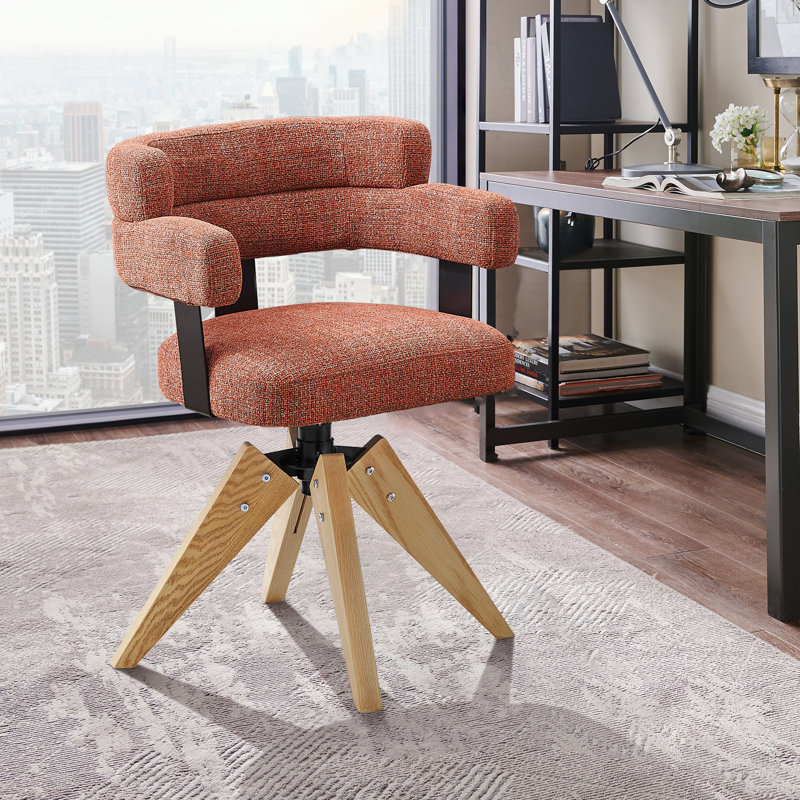 Breunna Linen Upholstered Home Office Task Chair, Red