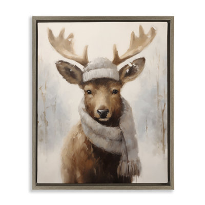 Cadre flottant Cozy Winter Deer Fawn, design par Arlington Prints