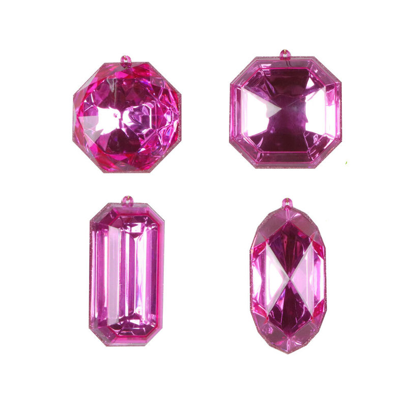 The Holiday Aisle 4-5" Jewel Glitter Ornament Assorted, includes 4 pieces per bag, Champagne