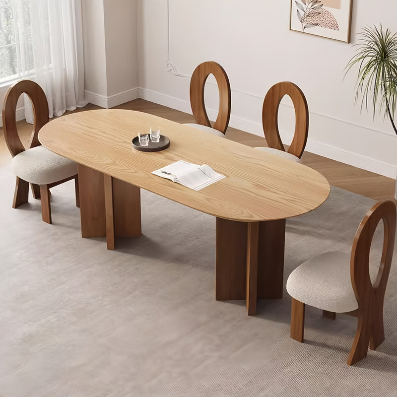 Ensemble de table de salle à manger simple en bois massif ovale, H 29,5 po x L 70,8 po x l 31,5 po