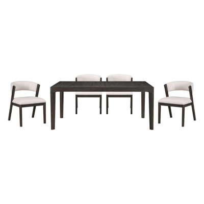 Luxury Extendable Dining Set with 5pc Table and Curved Back Chairs, High-Quality Upholstery for Elegant Home Entertaining