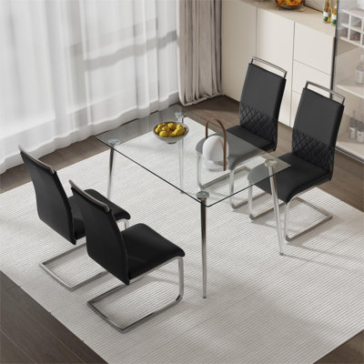 Dining Chairs With Backrest In Pu Artificial Leather And Linen
