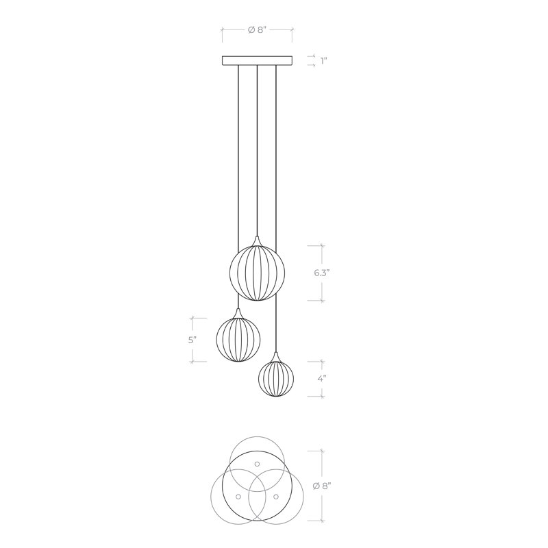 Vine 3 - Light Pendant, Satin Nickel