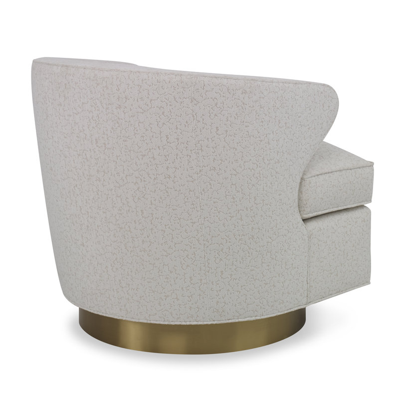Scoop Swivel Barrel Chair, Filigree Ivory 100% Polyester