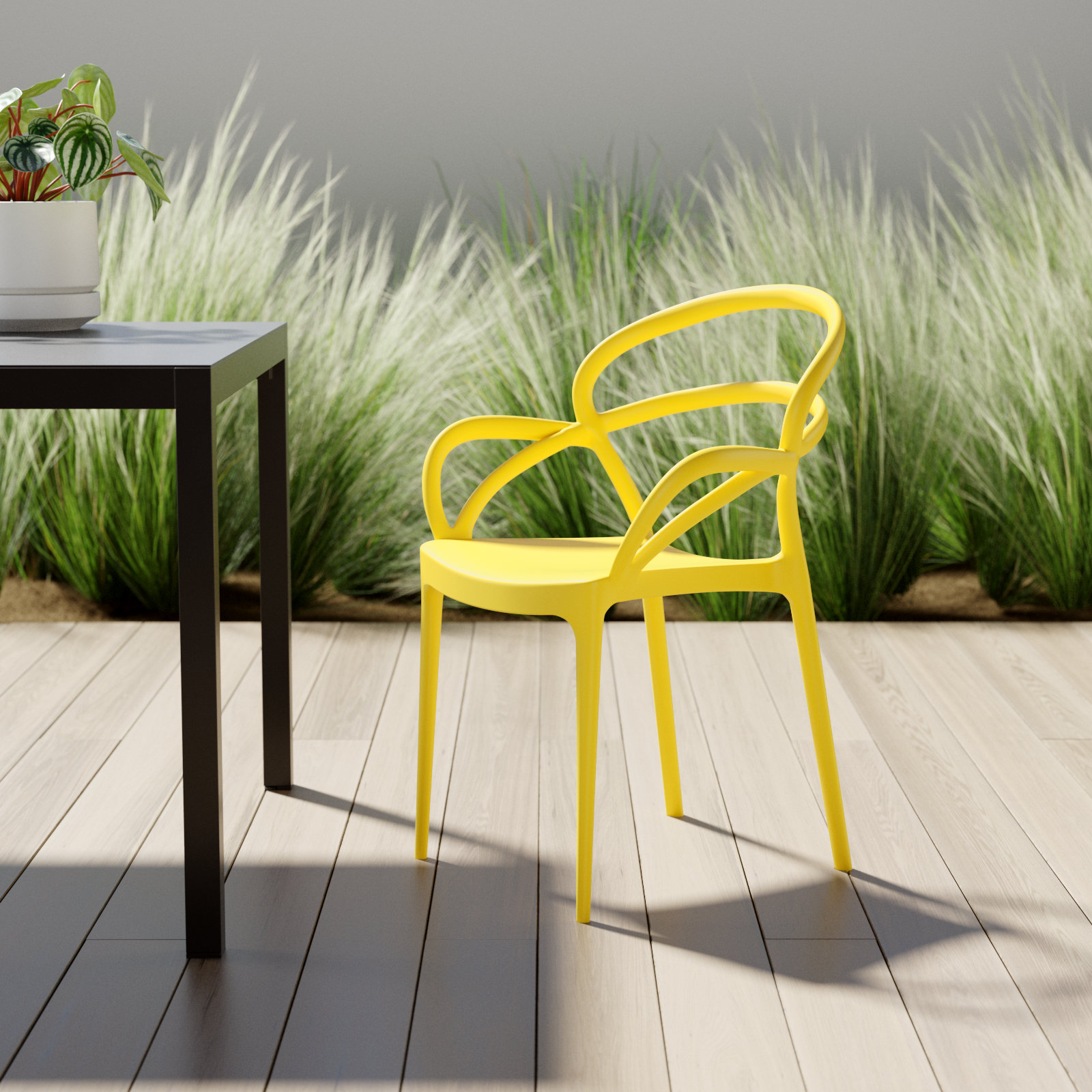Farrah Stackable Patio Armchair, Yellow