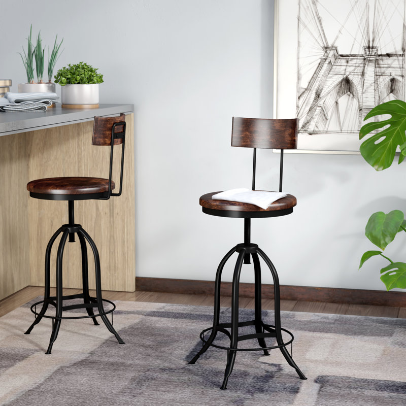 Tabouret de bar rotatif à hauteur ajustable 15 po Rustic Black
