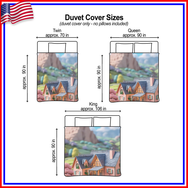 Housses de couette Pastel Cottage Landscape, Lit simple