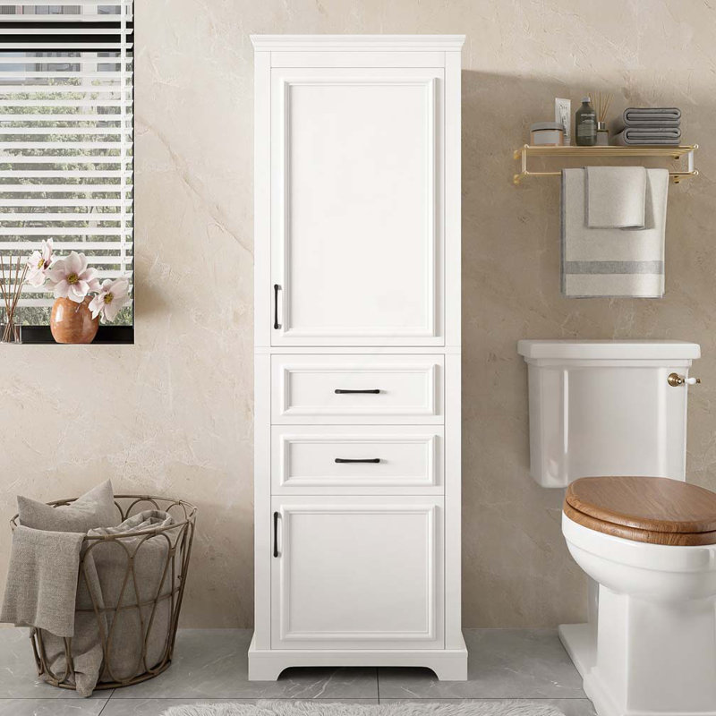 Armoire de salle de bain avec 2 portes à charnières et tiroirs