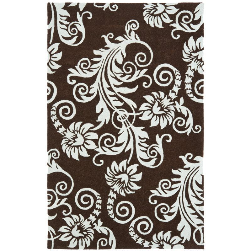 Candelo Hand Tufted Wool And Viscose Floral Rug, Rectangle 5' x 8'