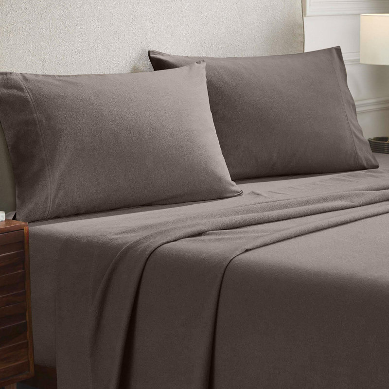 Modern All Season Solid Flannel Cotton Pillowcase, Standard Pillowcase, Charcoal