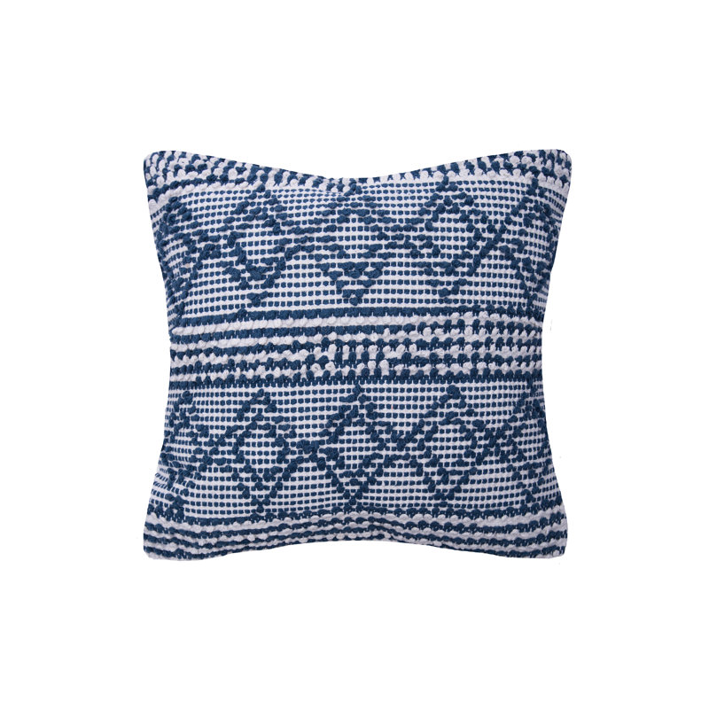 Trinity Sky Geometric Woven Square Throw Pillow, Navy Blue