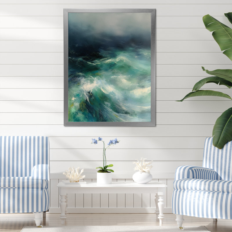 Waves of Bliss II - reproduction sur toile, Cadre simple argenté, H 44 po x l 34 po x P 1,5 po