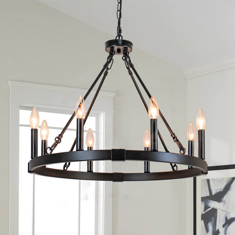 Lustre à 8 lumières Vashonda, Noir