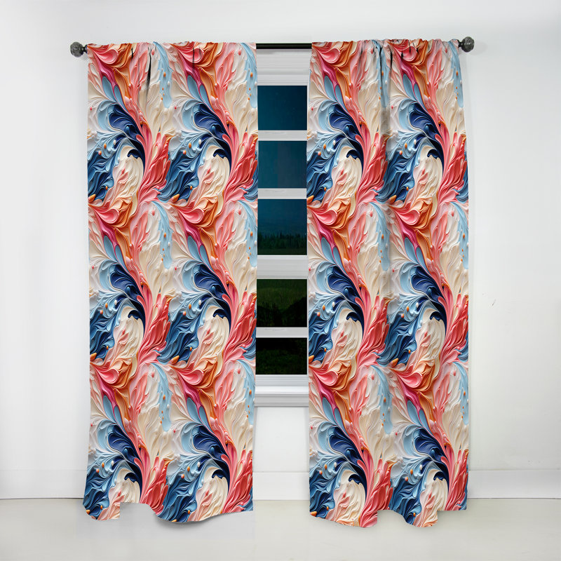 «Colorful Artistic Expression Marble Swirls» - Rideau obscurcissant en marbre abstrait - 1 panneau, L 52 po x L 120 po