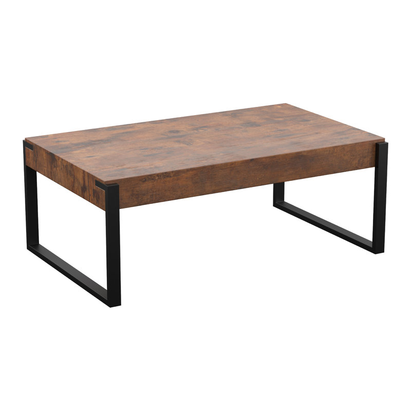 Norris Sled Coffee Table, Rustic Dark Wood