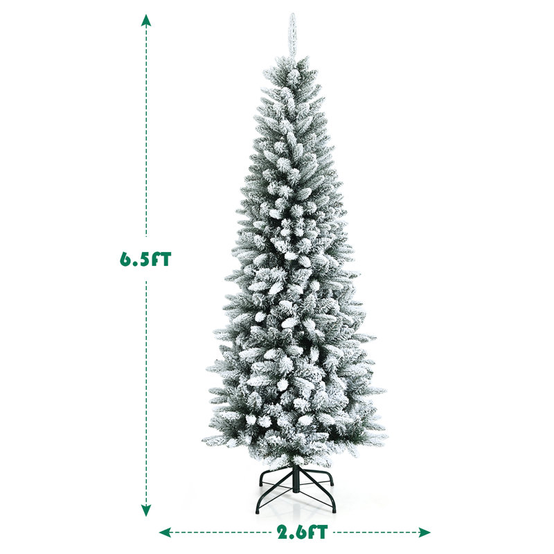 Arbre de Noël blanc réaliste pin floqué / givré, H 6,5 pi