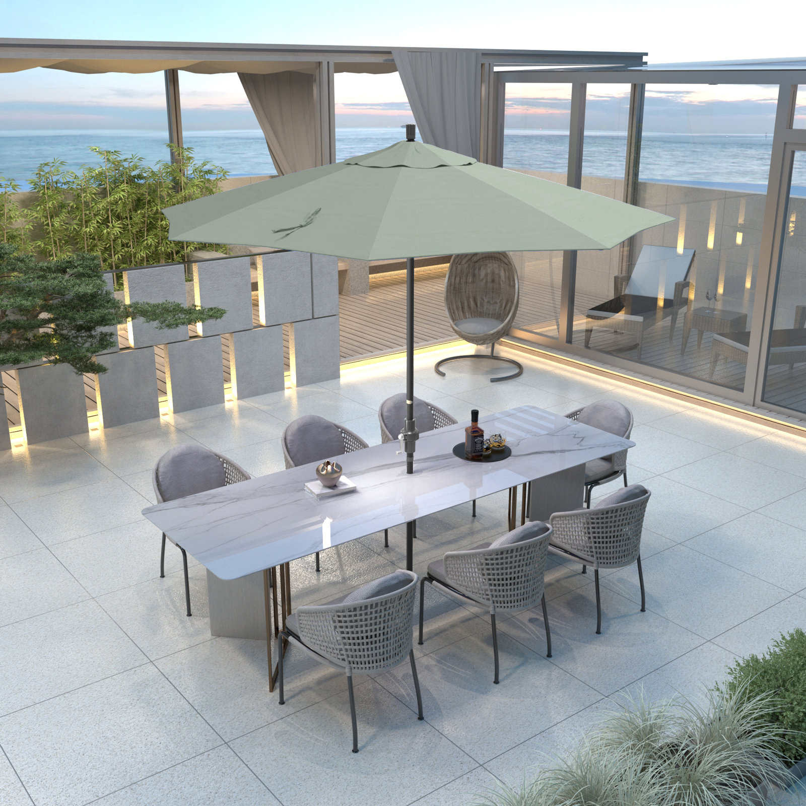 108'' Sunbrella® Outdoor Umbrella, Spectrum Mist Sunbrella® Plainweave